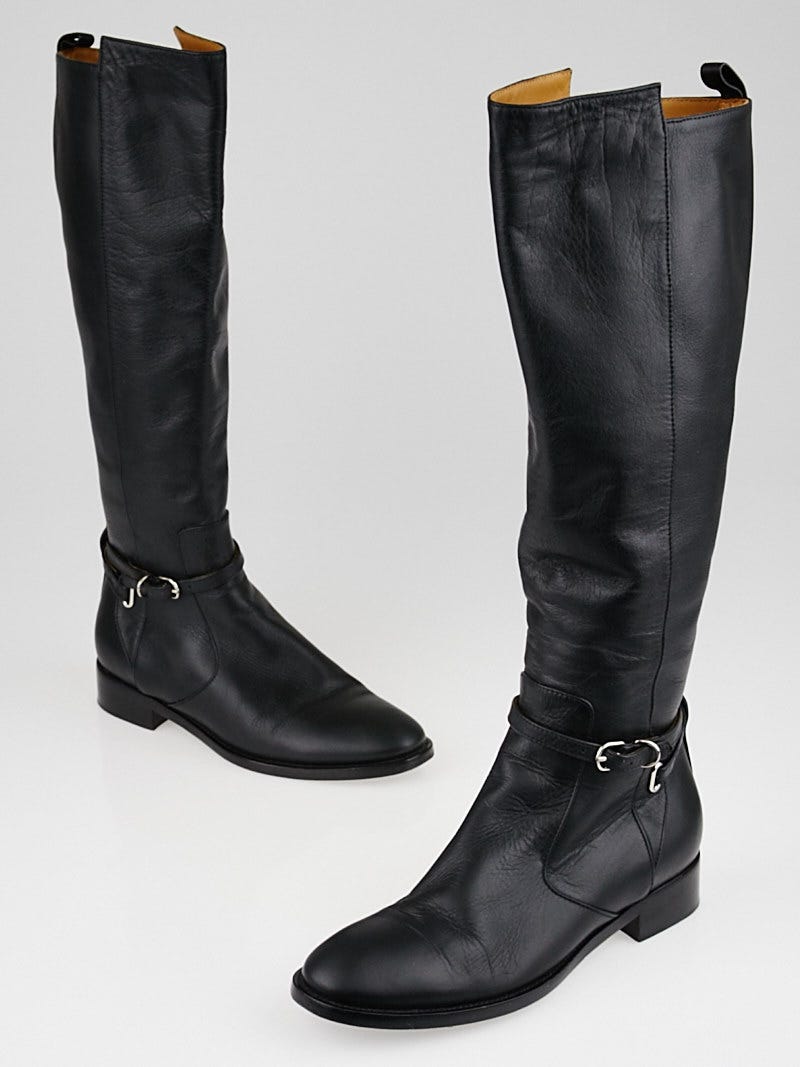 Balenciaga Black Leather Papier Riding Boots Size 6 36.5 Yoogi s