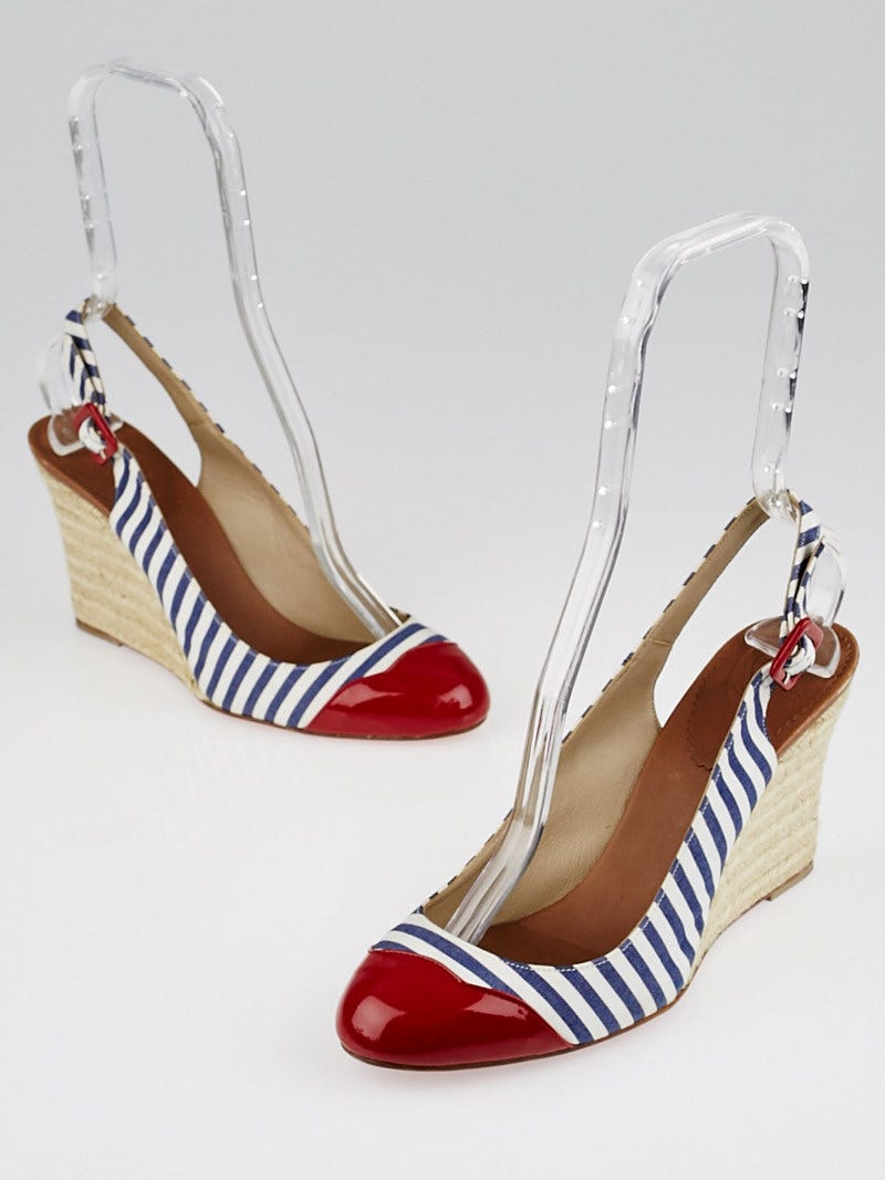 Red white shop and blue wedges
