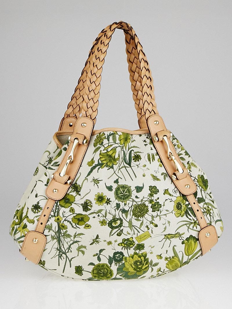 レビュー高評価商品 Green and Beige Gucci Floral Bag Shoulder Pelham Canvas バッグ