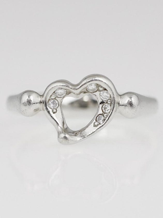 Tiffany & Co. Platinum and Diamond Elsa Peretti Open Heart Ring Size 6