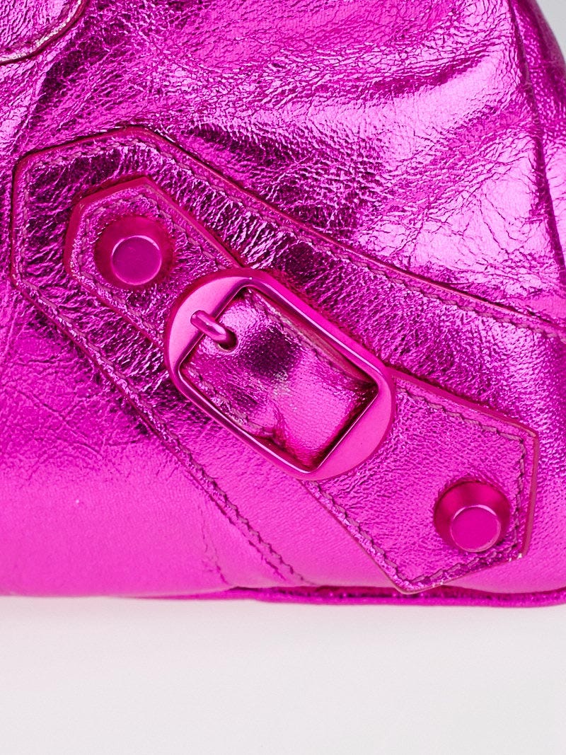 Balenciaga Magenta Metallic Chevre Leather Motorcycle First Bag
