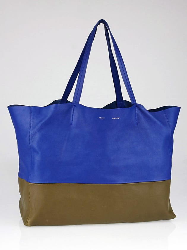 Celine Royal Blue/Khaki Leather Horizontal Cabas Tote Bag