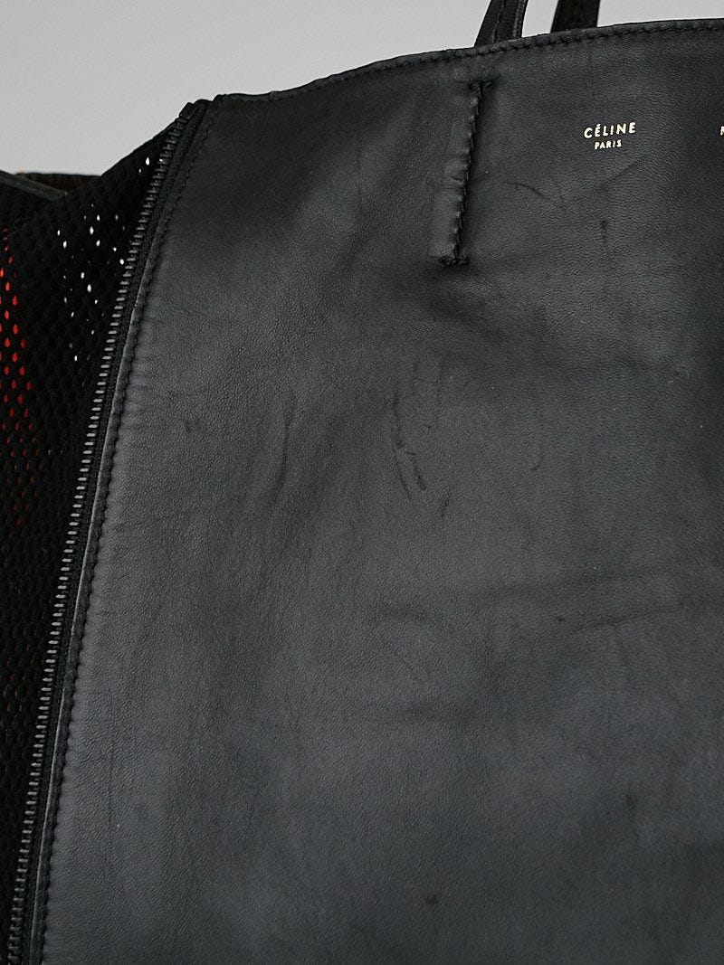 Celine Black Leather Vertical Gusset Zip Mesh Cabas Tote Bag | Yoogi's  Closet