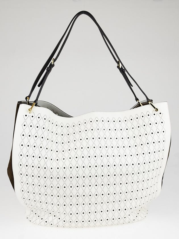 Tod's White Leather Signature Big Bucket Piercing Tote Bag