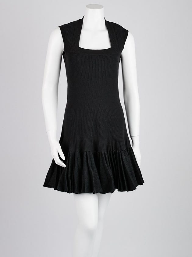 Alaïa Black Wool Blend Ribbed Sleeveless Drop-Waist Dress Size 8/42