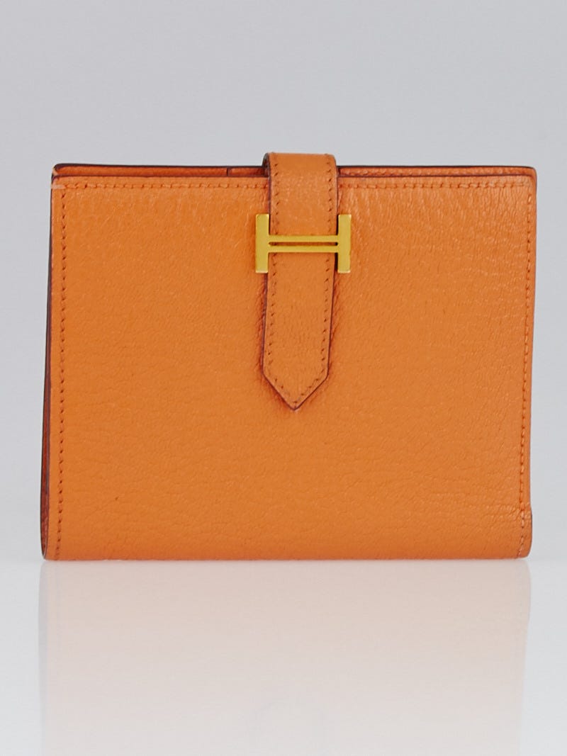 Hermes Orange Bearn Compact Wallet  Wallet, Compact wallets, Crossbody bag