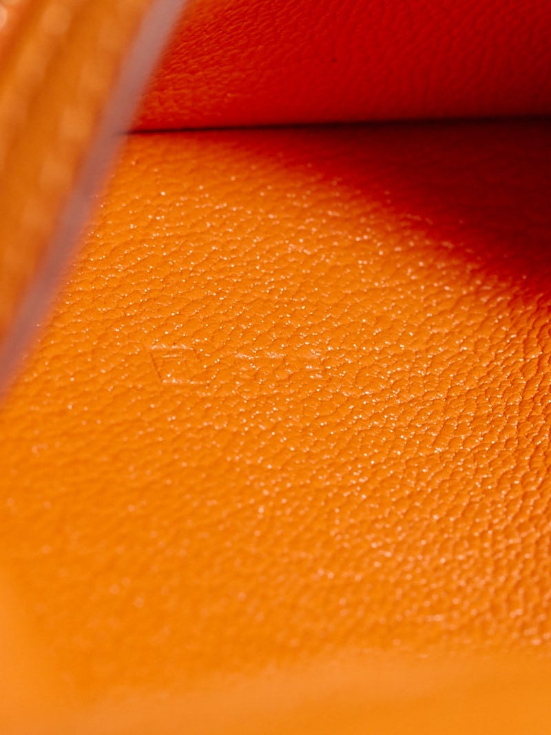 Hermes Orange Chevre Mysore Leather Bearn Compact Bi-Fold Wallet