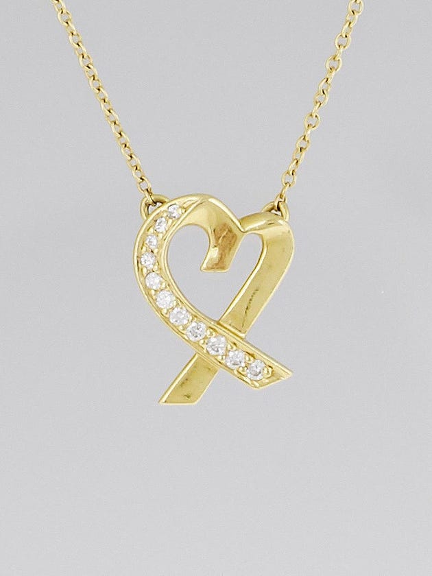 Tiffany & Co. 18k Yellow Gold and Diamond Paloma Picasso Loving Heart Pendant