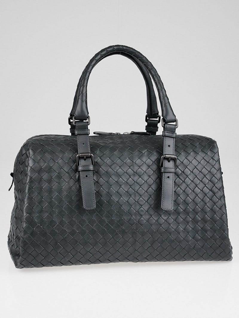 Bottega Veneta Dark Grey Intrecciato Woven Nappa Leather New