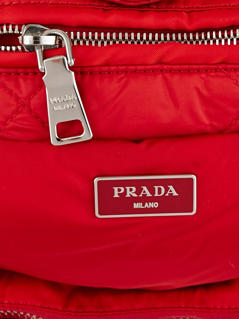 PRADA Tote Bag Nylon Red Silver Auth bs19891 | eBay