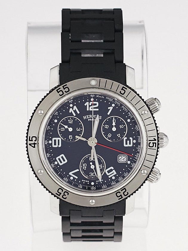 Hermes 36mm Black Titanium Clipper Diver GM Quartz Chronograph Watch