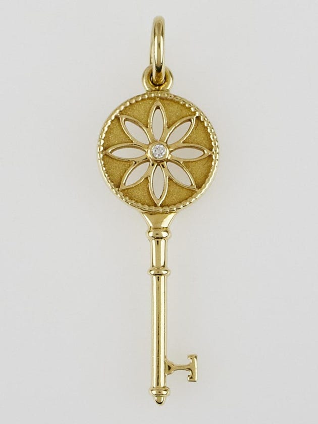 Tiffany & Co.18k Yellow Gold and Diamond Tiffany Keys Daisy Small Key Pendant