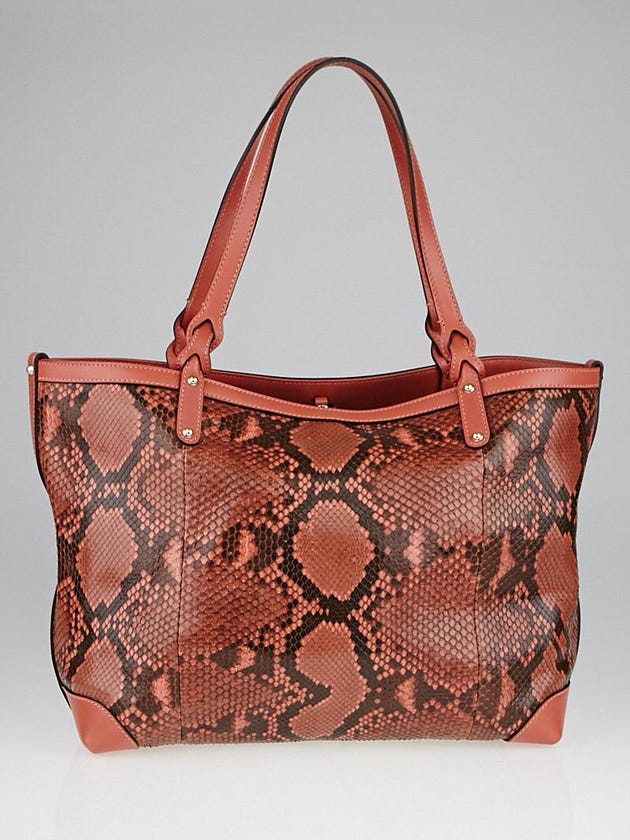 Gucci Pink/Brown Python Craft Original Tote Bag | Yoogi's Closet