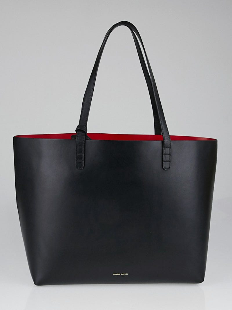 Mansur Gavriel Black Flamma Coated Calf Leather Large Tote Bag Yoogi s Closet