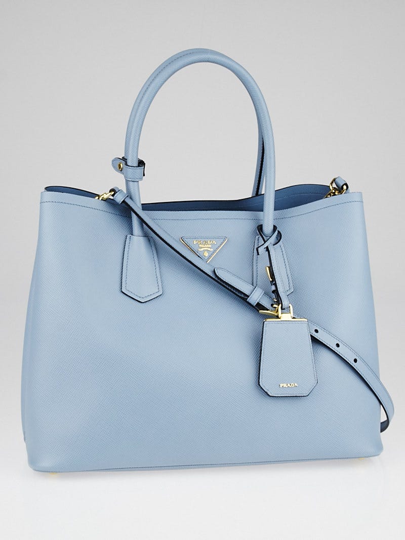 Prada Light Blue Saffiano Leather Double Handle Tote Bag B2756T - Yoogi's  Closet