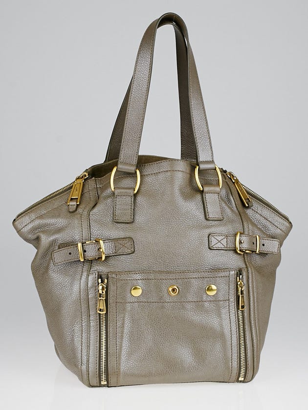 Yves Saint Laurent Metallic Silver Leather Small Downtown Bag