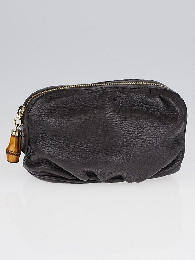 Gucci Dark Brown Leather Medium Cosmetic Pouch