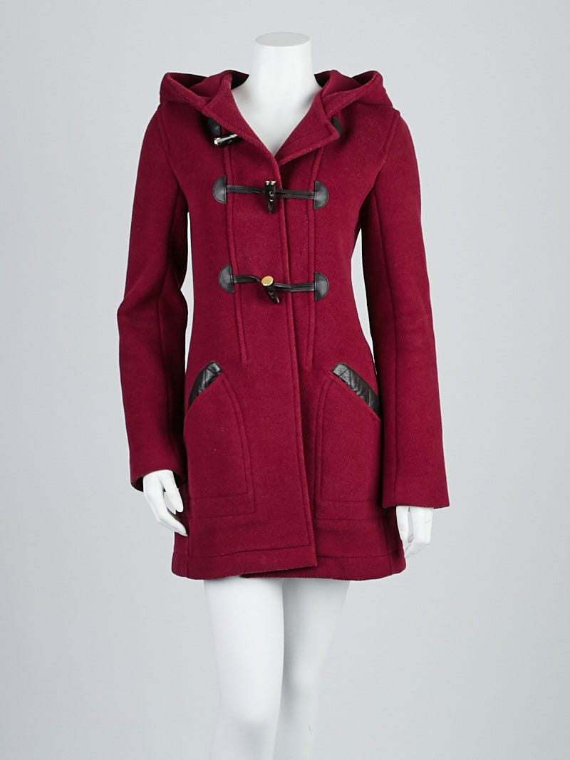 Louis Vuitton Magenta Wool Duffle Coat Size 2/36