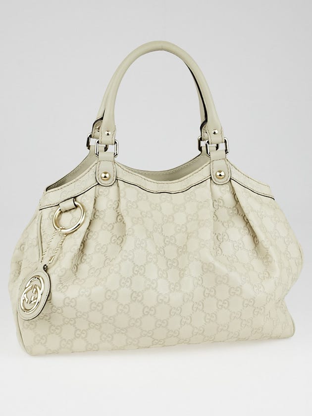 Gucci White Guccissima Leather Medium Sukey Tote Bag