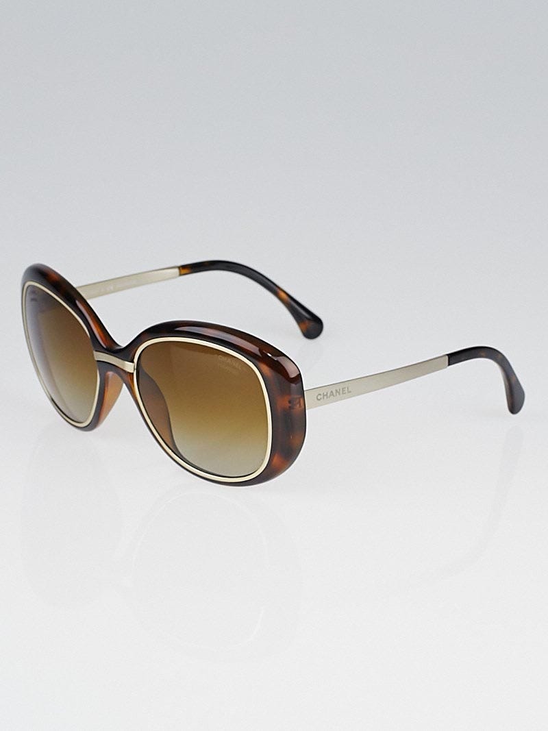 Chanel Tortoise Shell Oversize Plastic Frame Logo Sunglasses-6045
