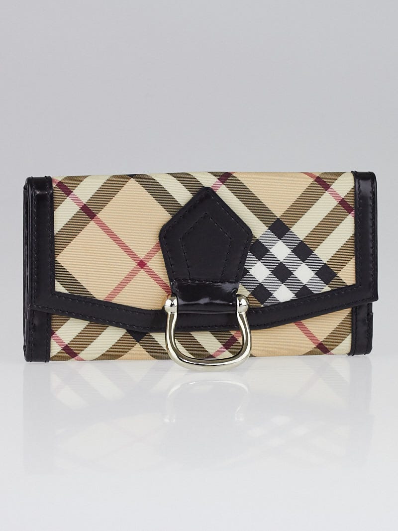 Burberry Supernova Check Coated Canvas Large D Ring Wallet