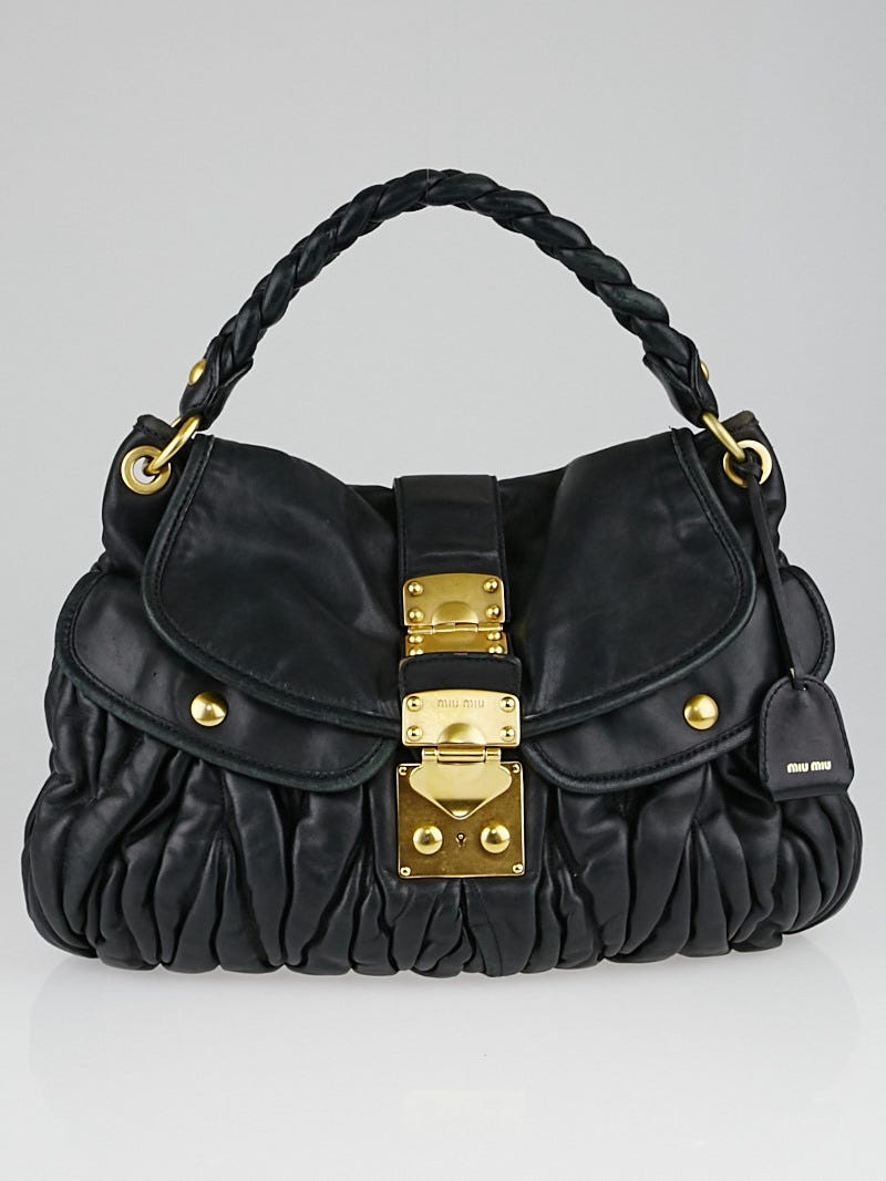 Miu Miu Black Matelasse Nappa Leather Coffer Bag - Yoogi's Closet