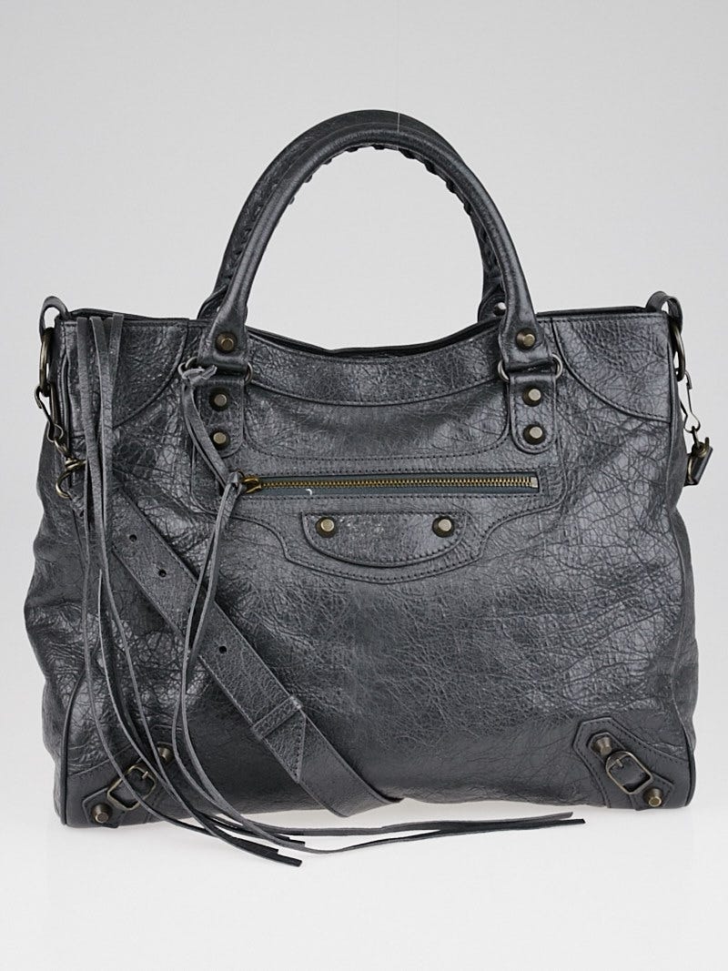 Balenciaga Gris Fossile Lambskin Leather Motorcycle Velo Bag