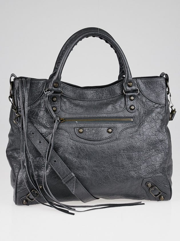 Balenciaga Gris Fossile Lambskin Leather Motorcycle Velo Bag