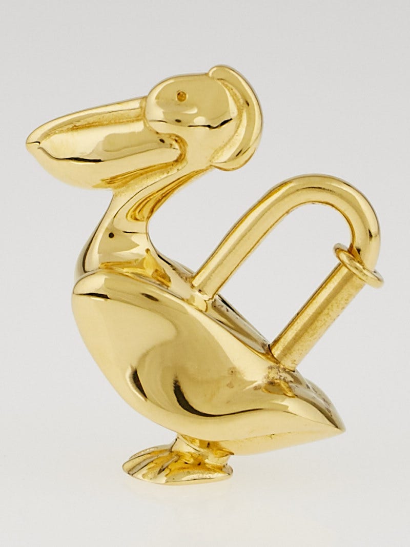 Hermes Gold 1992 Pelican Cadena Lock Charm