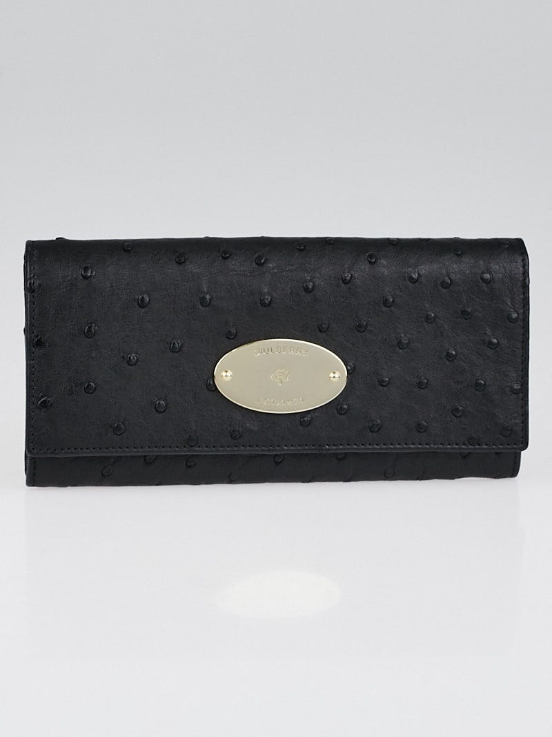 Mulberry Plaque Small Zip Around Purse in Black Small Classic Grain Leather  - SOLD