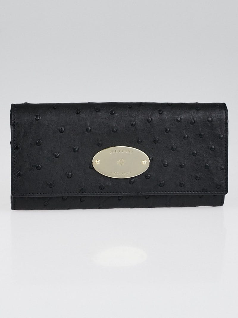 Mulberry Black Ostrich Continental Wallet Yoogi s Closet