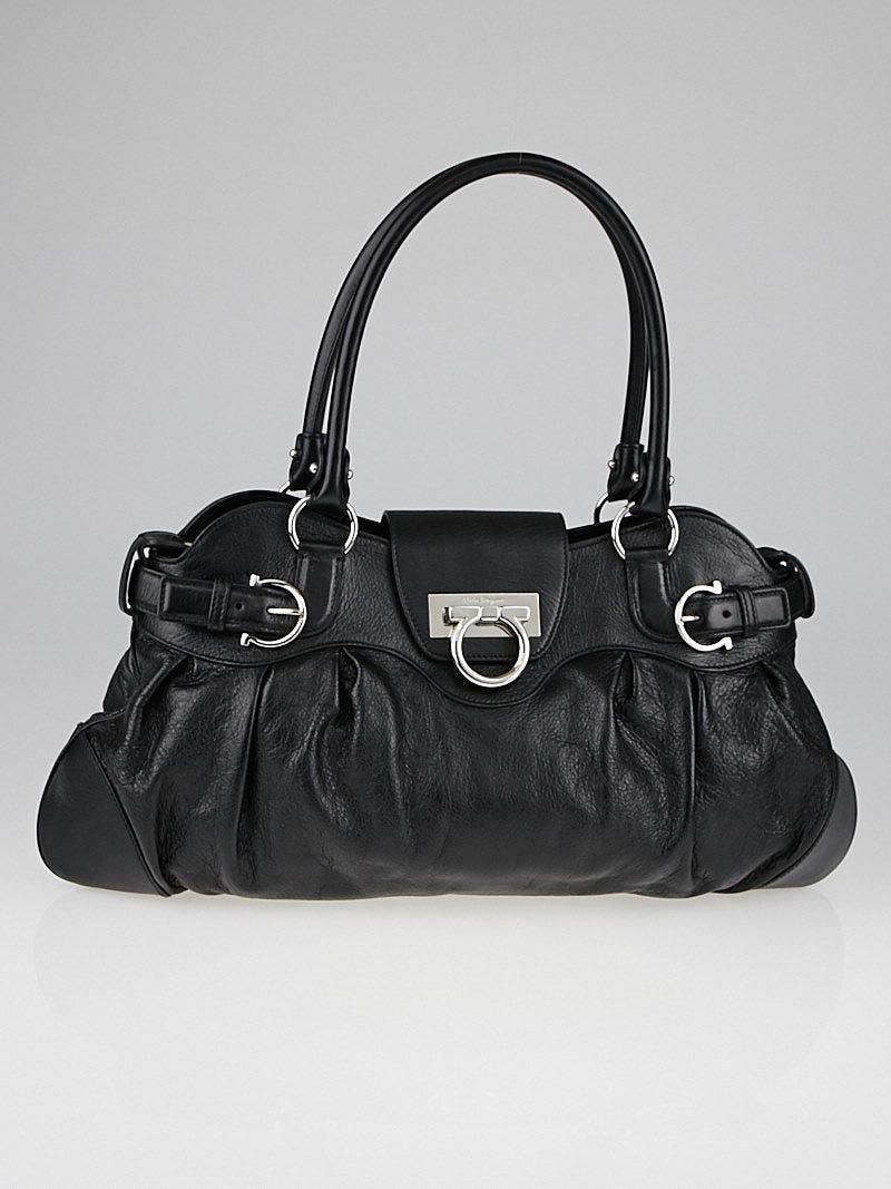 Salvatore Ferragamo Black Leather Marisa Shoulder Bag