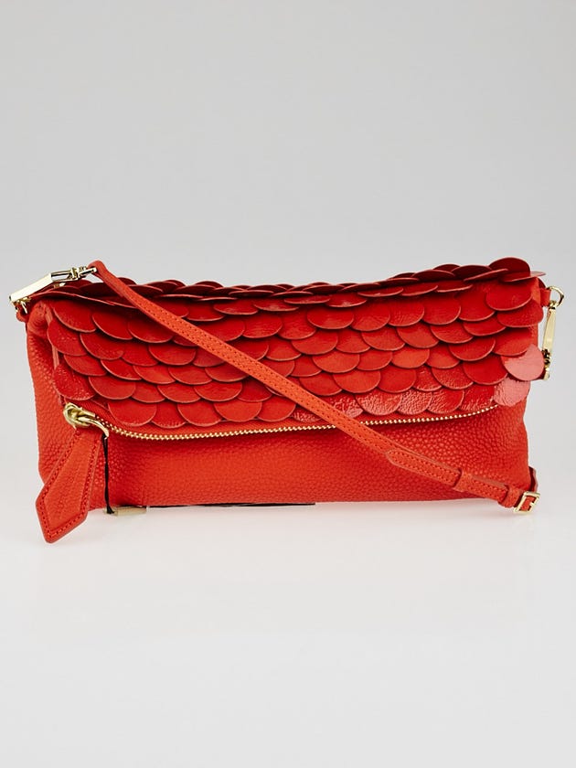 Burberry Orange Leather and Patent Leather The Petal Clutch Bag