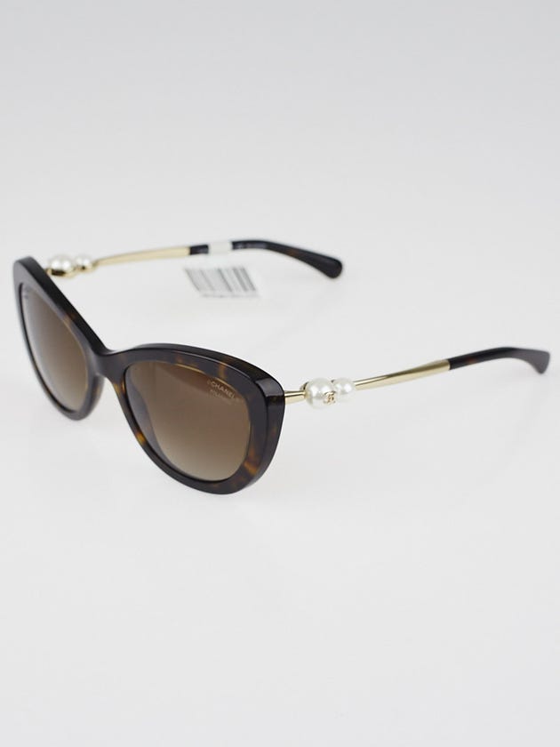 Chanel Tortoise Shell Acetate Frame Pearl CC Sunglasses-5340-H