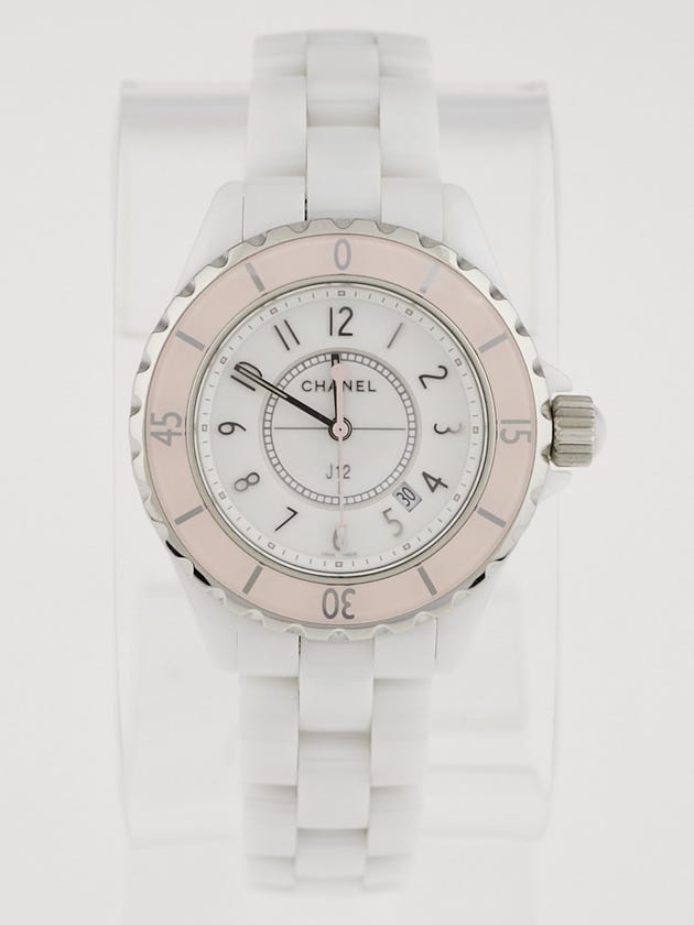 Chanel Soft Rose and White Ceramic 33mm Swiss Quartz Watch