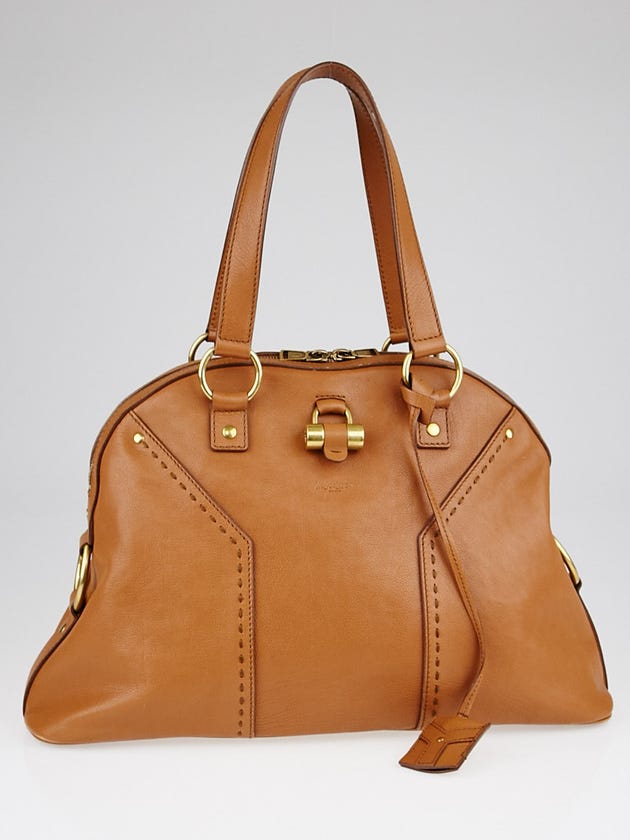 Yves Saint Laurent Brown Calfskin Leather Large Muse Bag