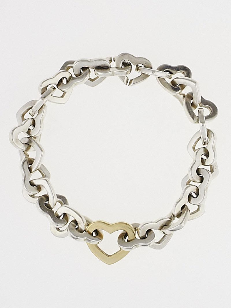 Tiffany Co. Sterling Silver and 18k Gold Heart Link Bracelet Yoogi s Closet