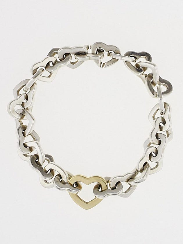 Tiffany & Co. Sterling Silver and 18k Gold Heart Link Bracelet