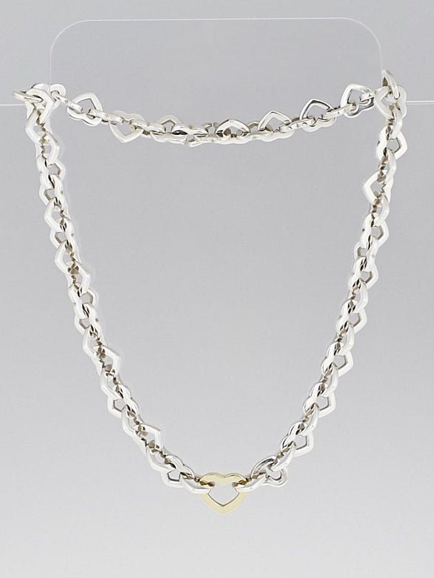 Tiffany & Co. Sterling Silver and 18k Gold Heart Link Necklace