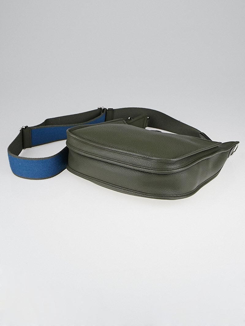 Hermes Olive Green Clemence Leather Evelyn III PM Bag | Yoogi's Closet