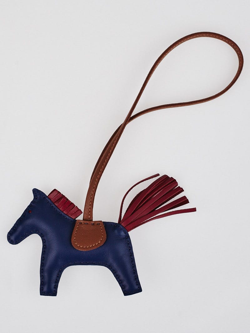 Hermes Blue Malta/Ruby/Fauve Milo Lambskin GriGi Rodeo Horse TPM Bag Charm