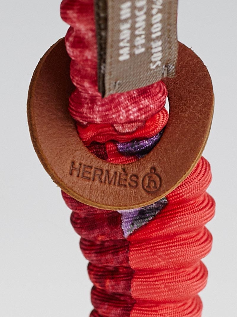 Hermes Red Silk Petit H Pleated Short Necklace | Yoogi's Closet