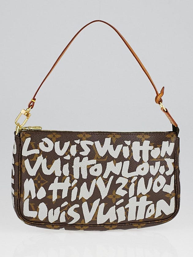 Louis Vuitton Limited Edition Silver Graffiti Stephen Sprouse Pochette Accessories Bag