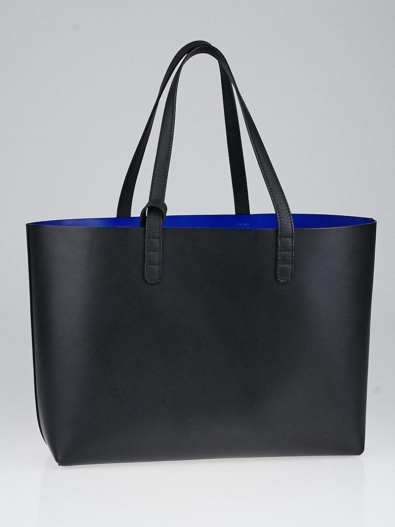 Mansur Gavriel Black/Blue Leather Small Tote Bag