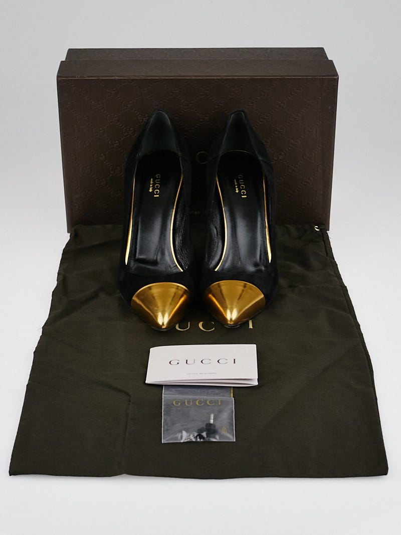 Gold cap toe pumps discount