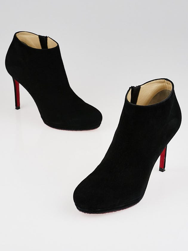 Christian Louboutin Black Suede Bella Top 100 Ankle Boots Size 5.5/36