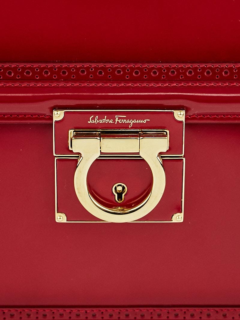 Salvatore Ferragamo Red Calfskin Leather Marisol Crossbody Bag - Yoogi's  Closet