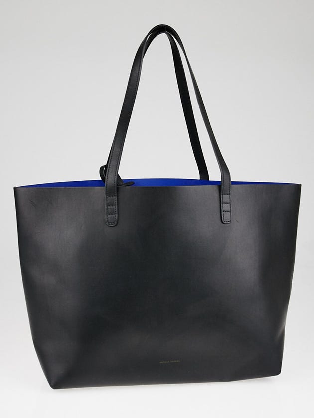 Mansur Gavriel Black/Royal Leather Large Tote Bag