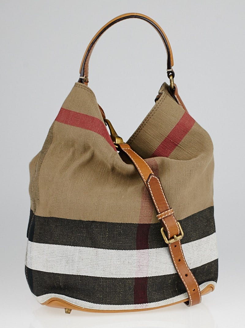 Burberry susanna checked discount canvas hobo bag