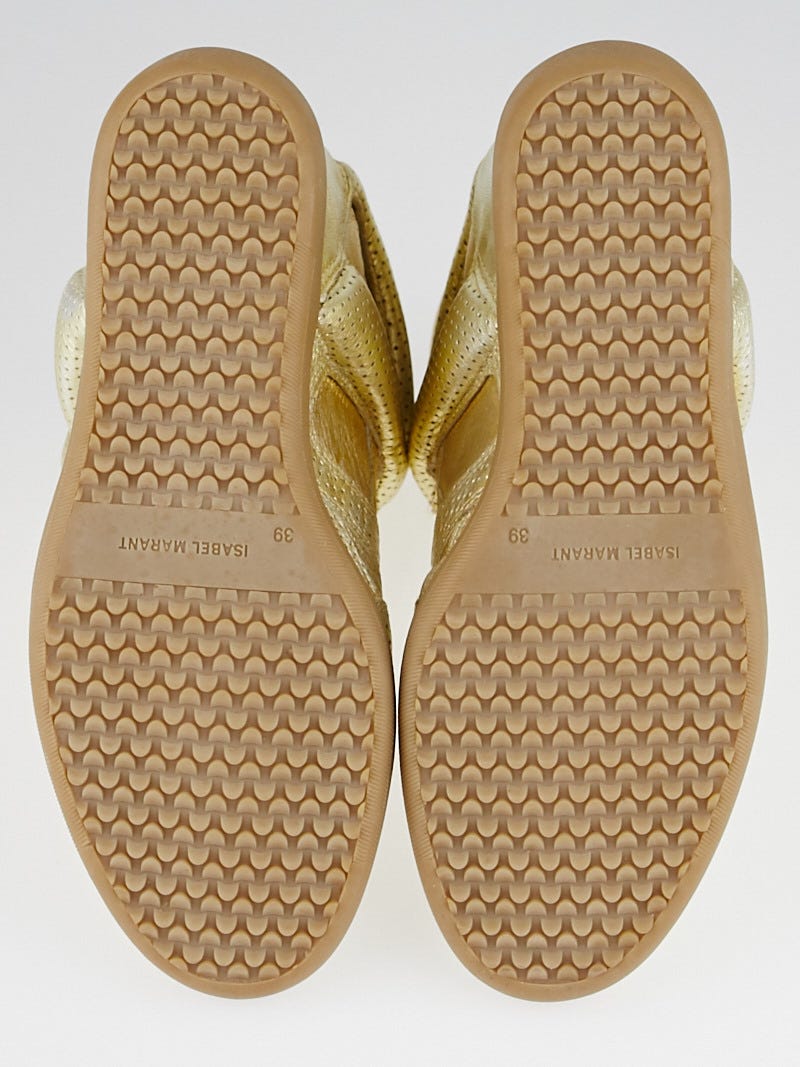 Isabel Marant Metallic Gold Leather Bird Sneaker Wedges Size 8.5 39 Yoogi s Closet